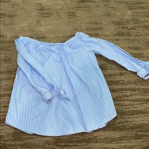Off the Shoulder Blue Striped Top